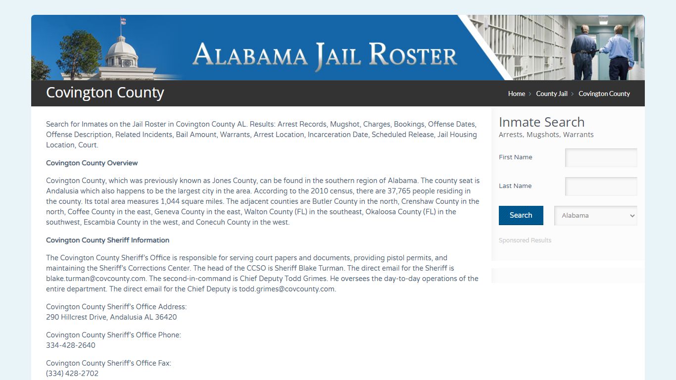 Covington County | Alabama Jail Inmate Search