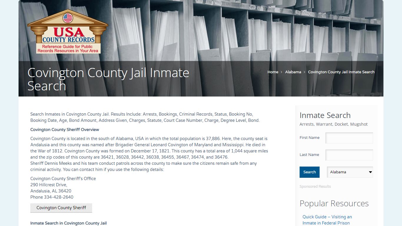 Covington County Jail Inmate Search | Name Search